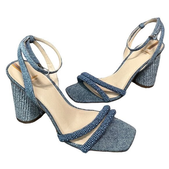 Sam Edelman Shoes - Sam Edelman Sandals Womens 9.5 Blue Denim Kia Beads Strappy Ankle Buckle Strap